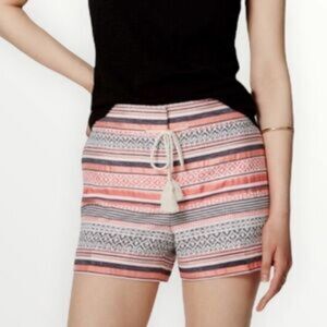 Ann Taylor Loft 4 Coral Gray Geometric Bermudas The Riviera Boardwalk Stripe